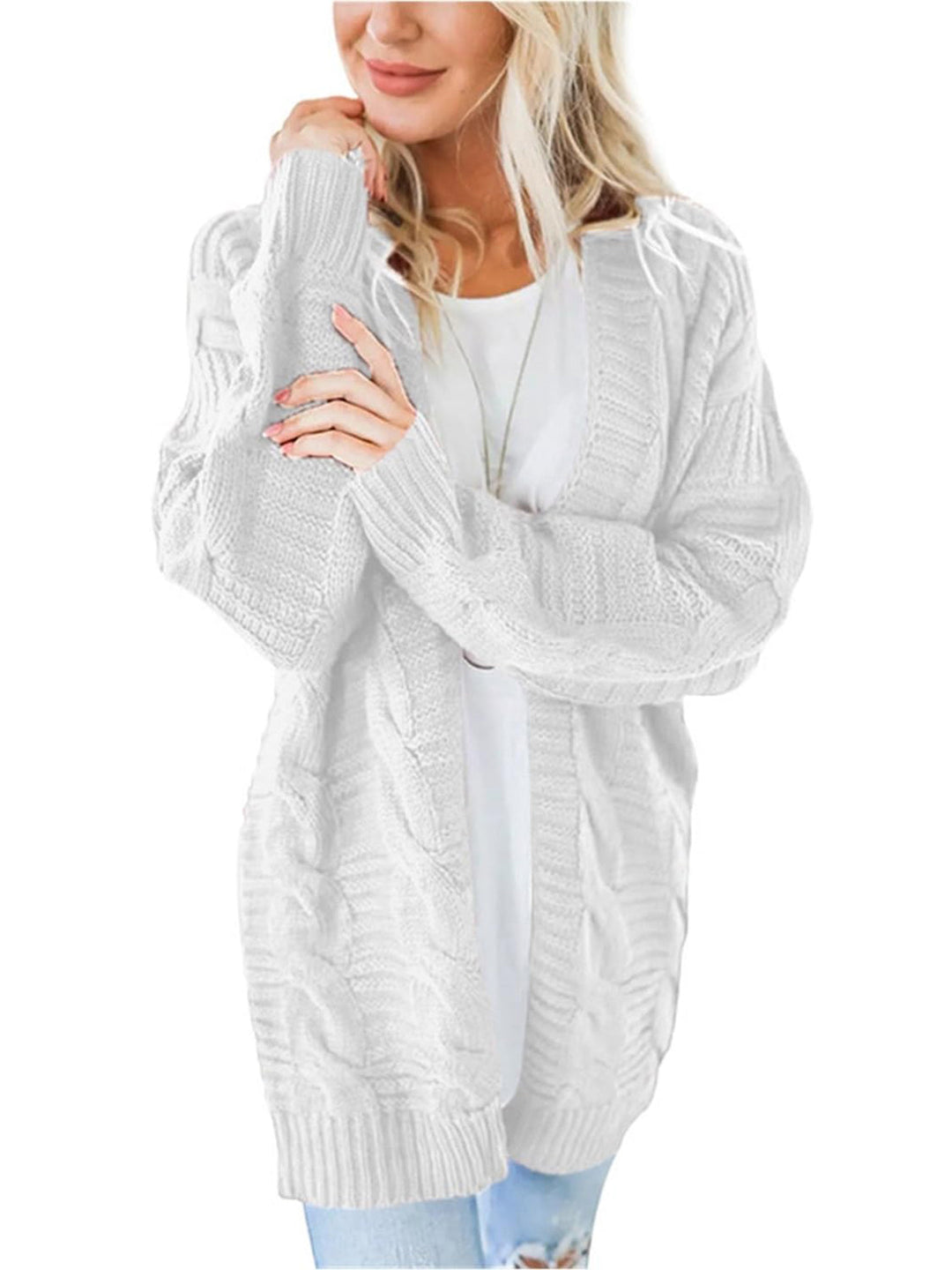 Stilla | Strik Åben Front Langærmet Cardigan
