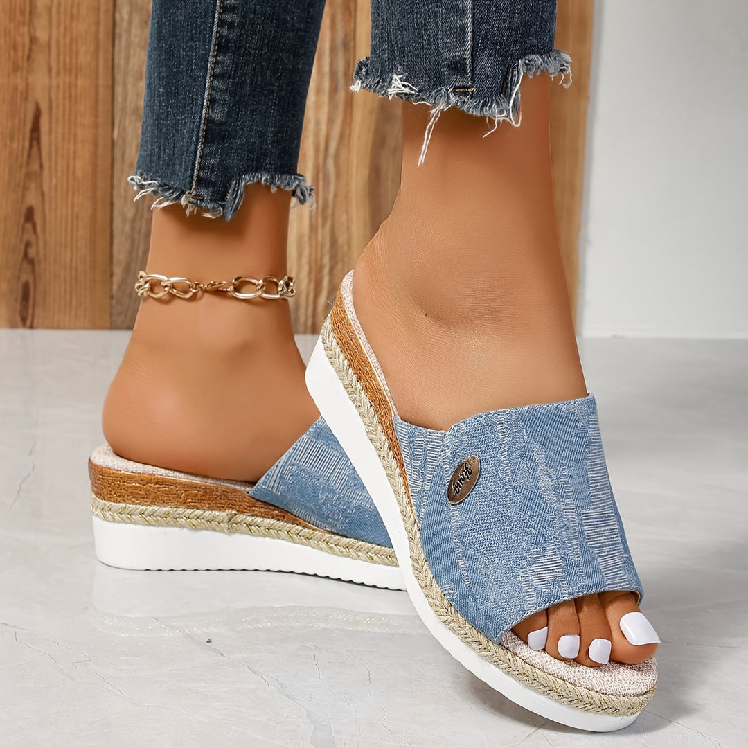 Stilla | Dame Sandaler På Platform Komfortable Slip on Kilehæle Til Sommer