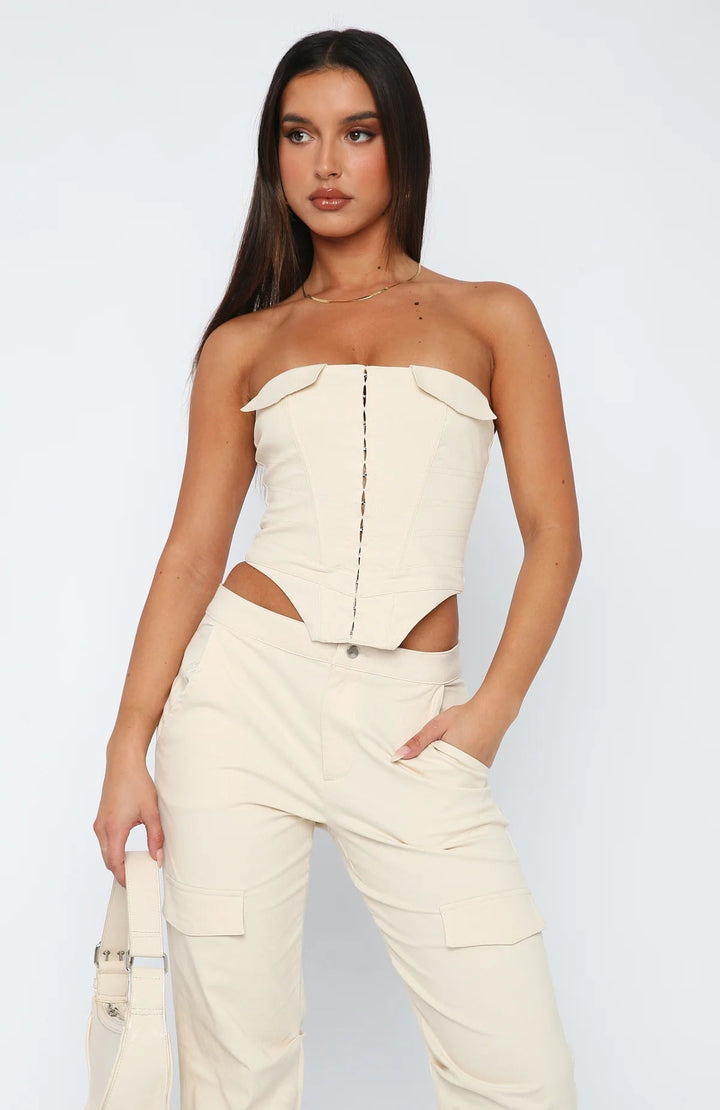 Stilla | Bustier Med Lynlås Beige