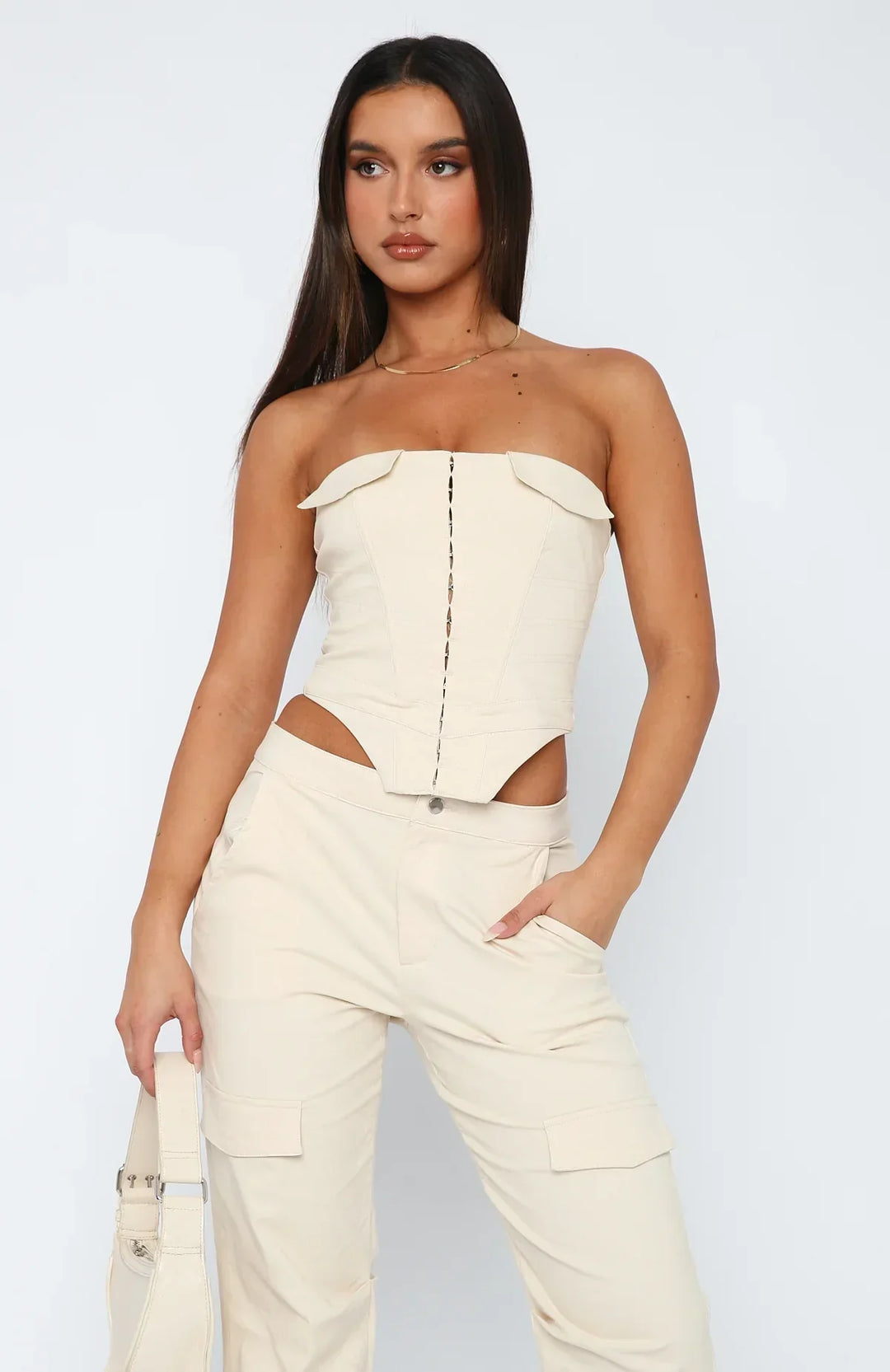 Stilla | Bustier med lynlås i beige