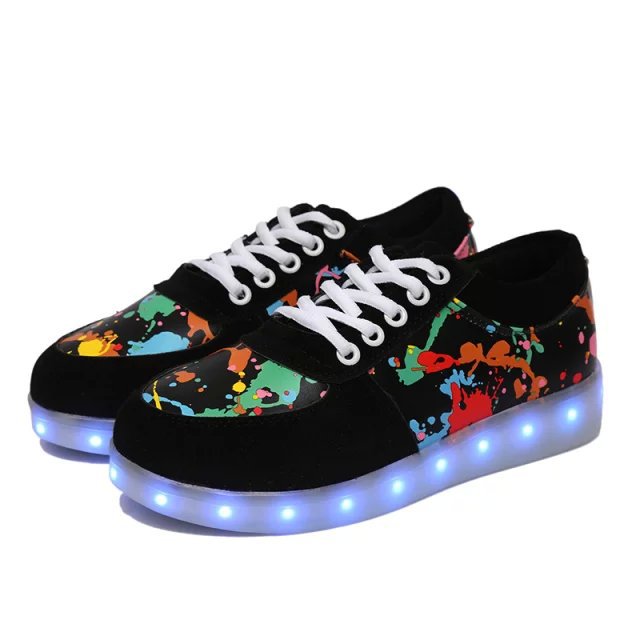 Dame Lyskende Sneakers med farverigt sprøjtedesign og skridsikker sål Stilla