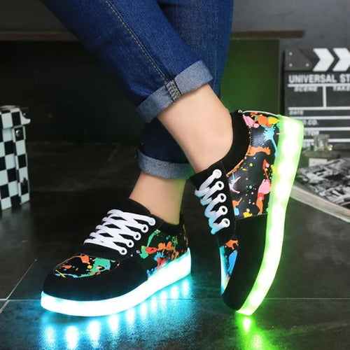Dame Lyskende Sneakers med farverigt sprøjtedesign og skridsikker sål Stilla