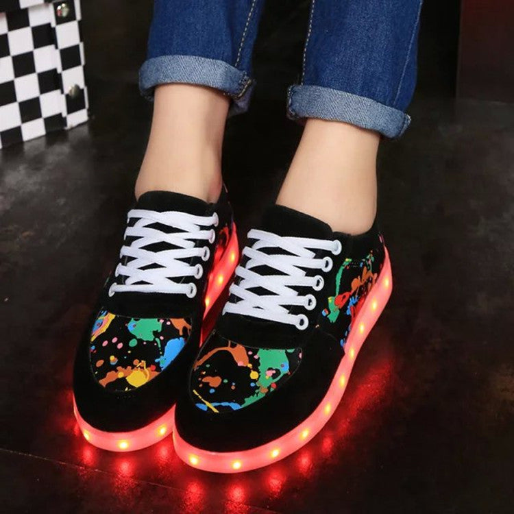 Dame Lyskende Sneakers med farverigt sprøjtedesign og skridsikker sål Stilla