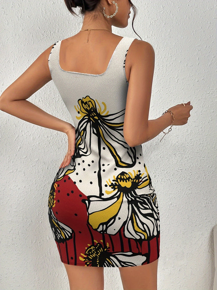 Stilla | Elegant Kjole Til Bodycon Kjole Med Marmorprint, Skat
