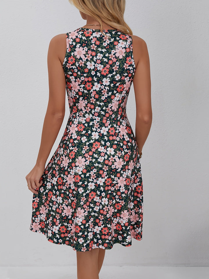 Stilla | Blomsterkjole Til Sommer Med V-Udsnit Let Midi