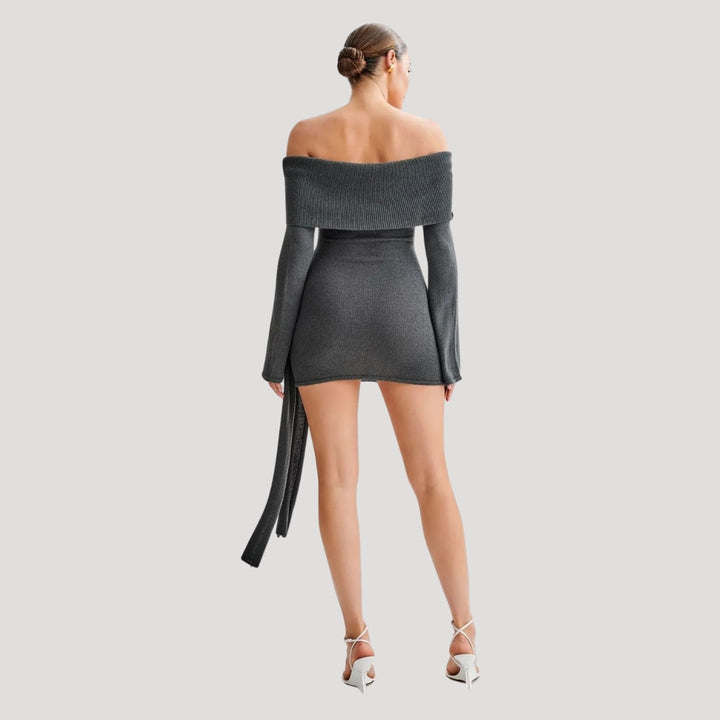 Stilla | Kvinders Off Shoulder Strik Mini Kjole