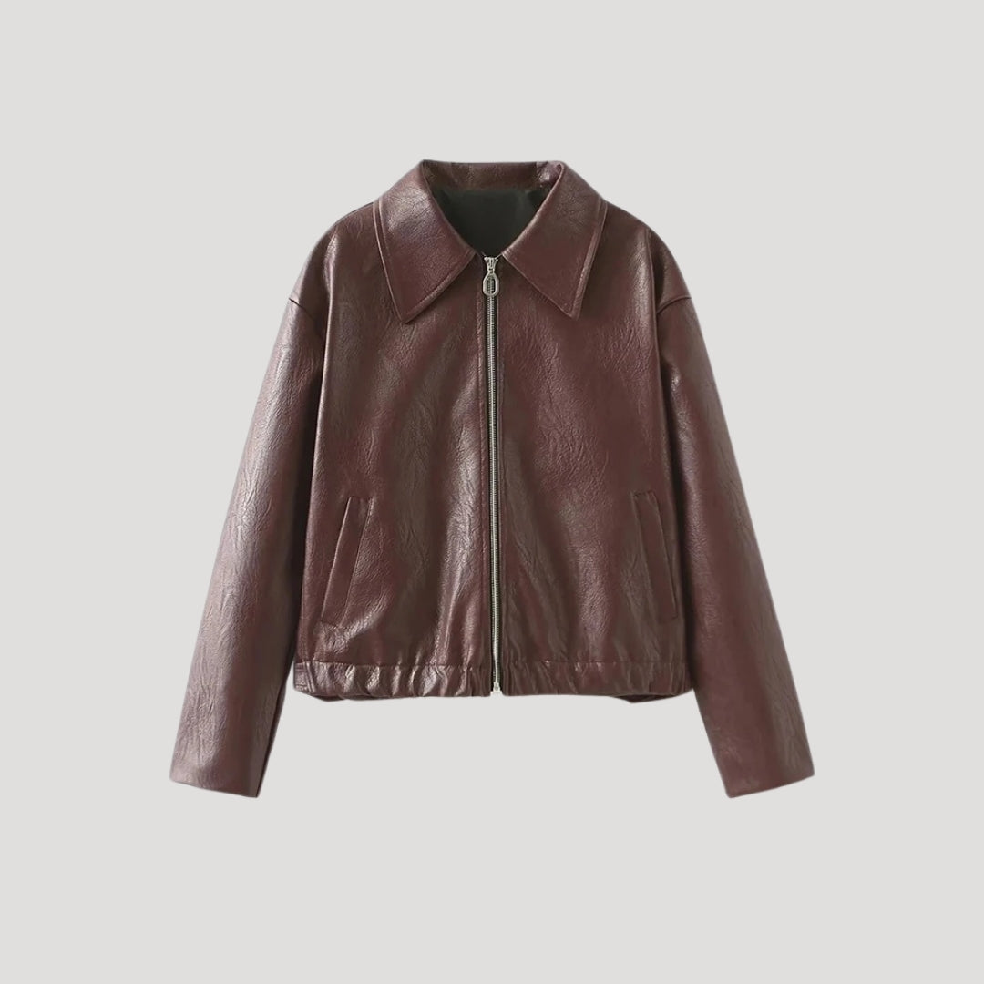 Stilla | Klassisk Faux Læder Zip up Jakke