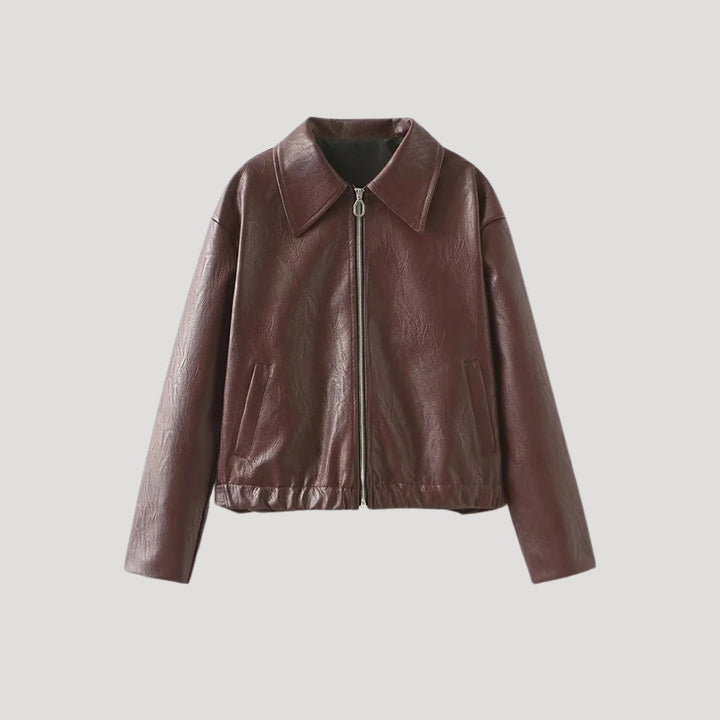 Stilla | Klassisk Faux Læder Zip up Jakke
