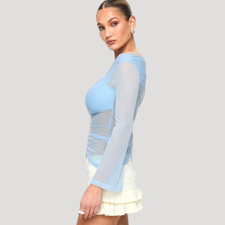 Stilla | Gennemsigtig Off Shoulder Wrapper Top