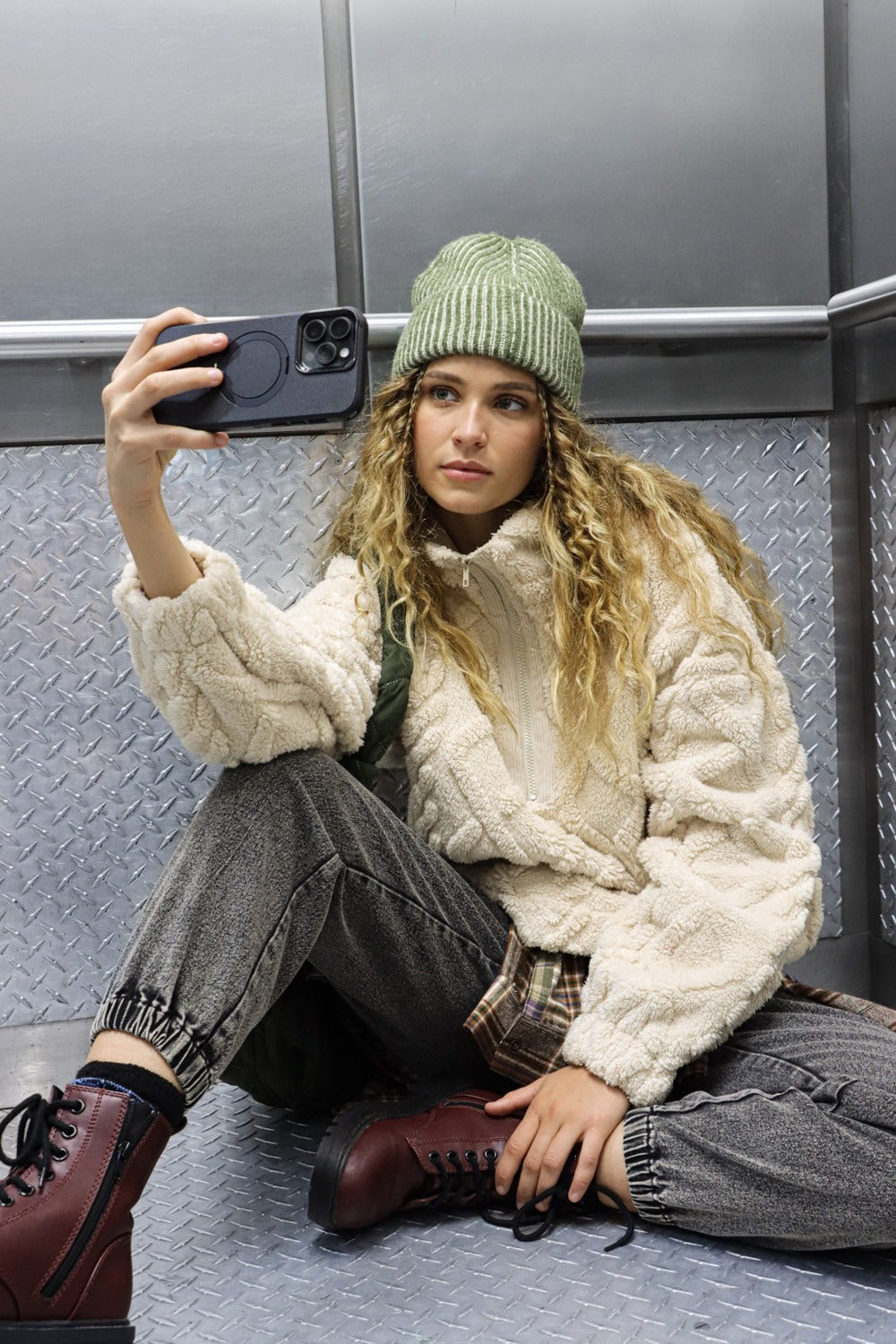 Stilla | Sweatshirt med halv lynlås i hyggeligt twill fleece