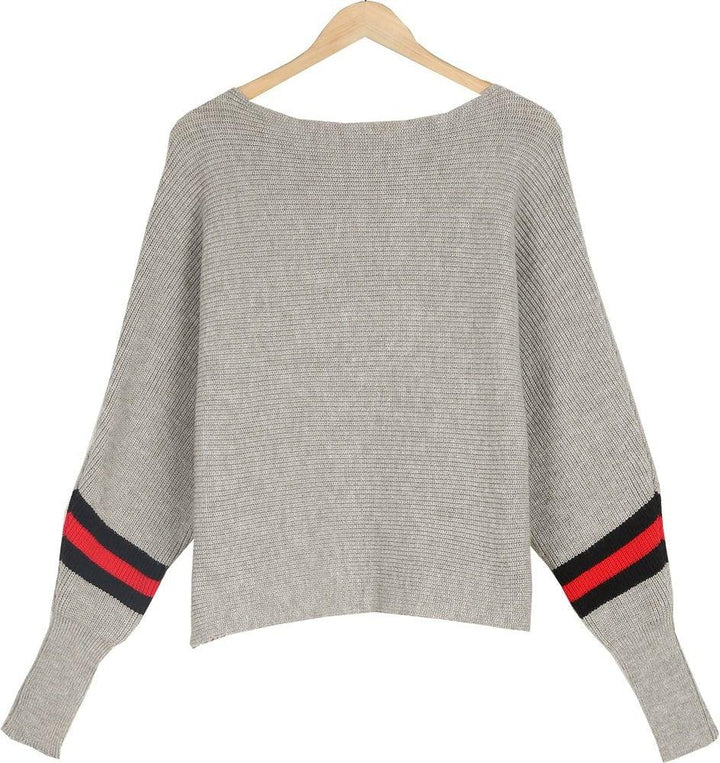 Stilla | Grå Stribet Pullover Rød Boston