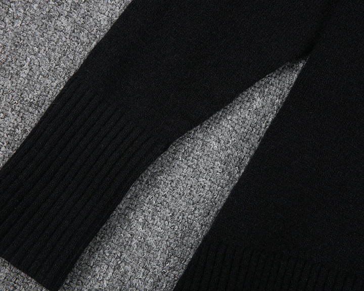 Stilla | Sort Ensfarvet Pullover Med Lange Ærmer og Høj Udrigning
