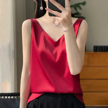 Stilla | Ærmeløs Satin Silke Top