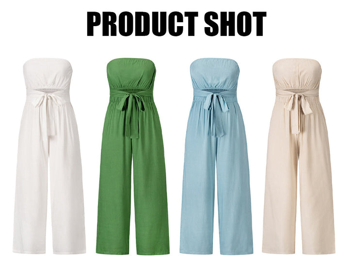 Stilla | Afslappet Uden Ærmer Crop Top Bred Ben Lang Jumpsuit