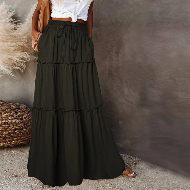 Stilla | Lang Kvinde Volant Skirt