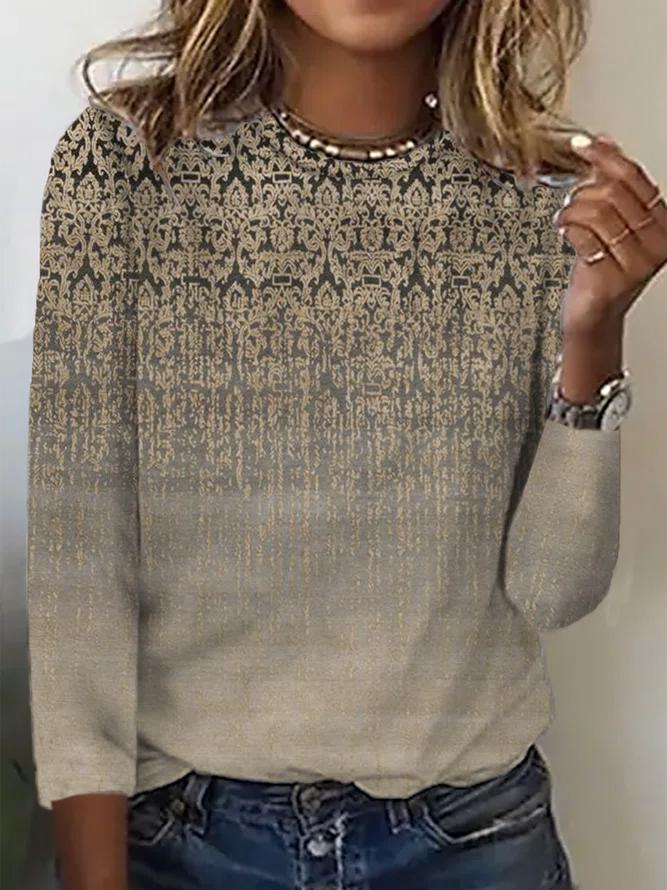 Stilla | Langærmet Bluse Med Luksuriøs Gylden Ombre Tryk