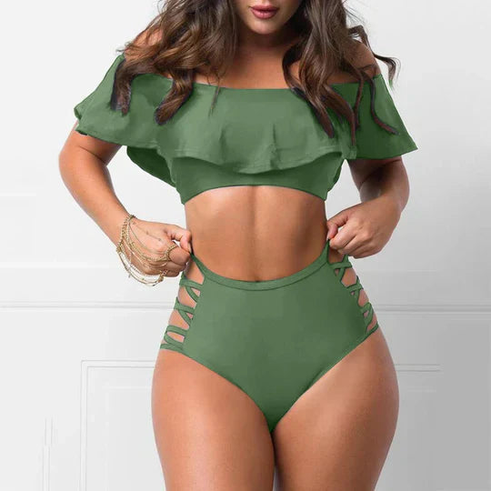 Stilla | Skulderfri Bikini sæt med flæser