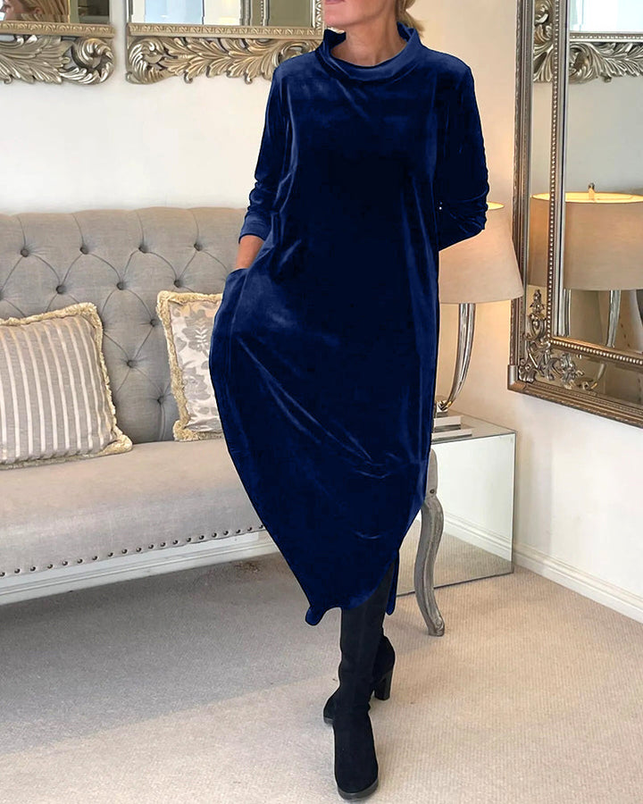 Stilla | Elegant Velourkjole Med Lommer