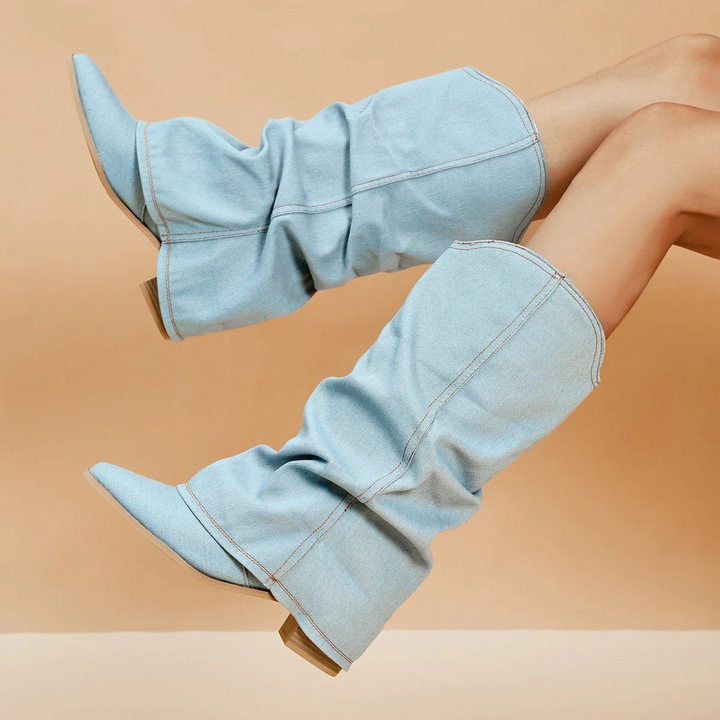 Stilla | Jeans Støvletter Til Damer Med Høj Hæl Og Fald