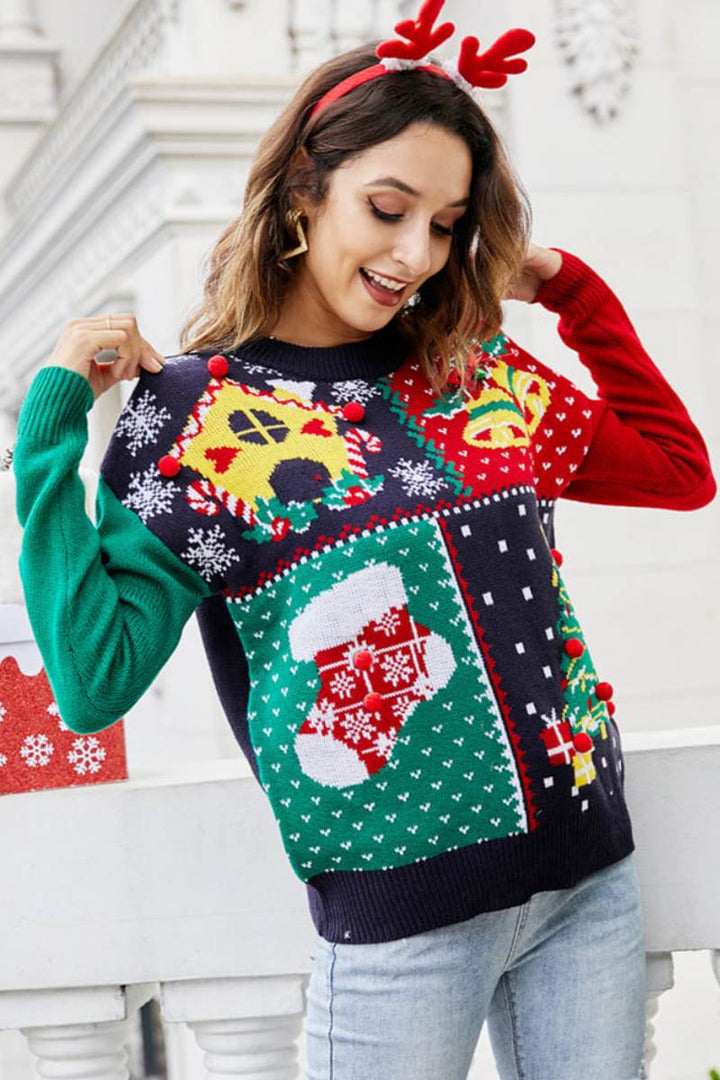 Stilla | Snefnug Juletræ Sweater Striktrøje