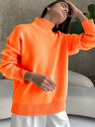 Stilla | Bredskåret Oversized Sweater Med Rullekrave