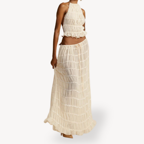 Stilla | Kvinders Ruffle Chiffon 2 delt Sæt Elegant Sommeroutfit
