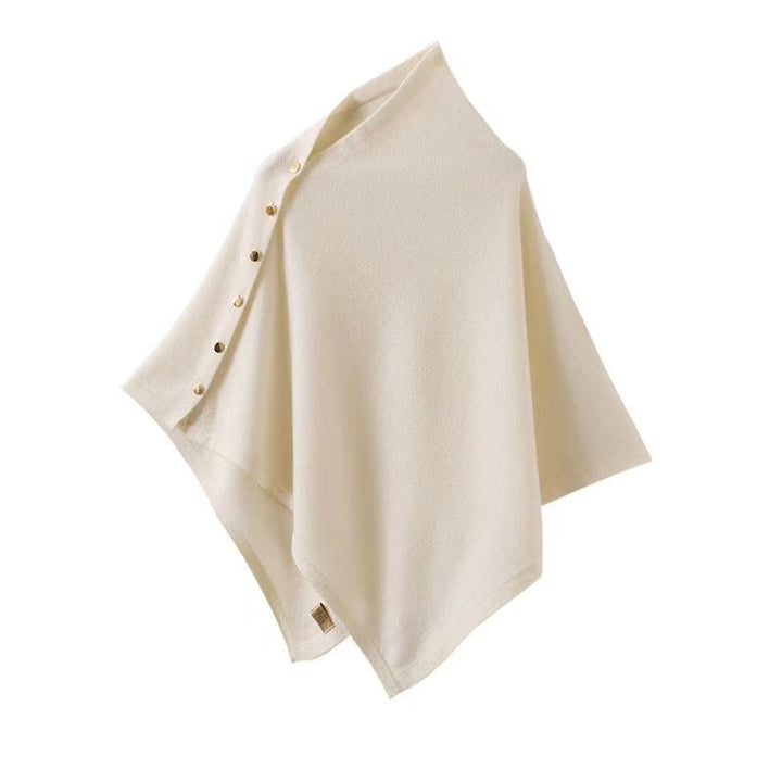 Stilla | Knapdetalje Poncho - Asymmetrisk Design med Draperet Snit