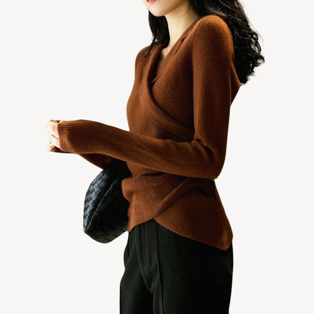 Stilla | Dame Strik-Wrap V-Udskæring Pullover