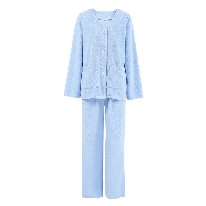 Stilla | Blå Langærmet Uldpyjamas Til Kvinder