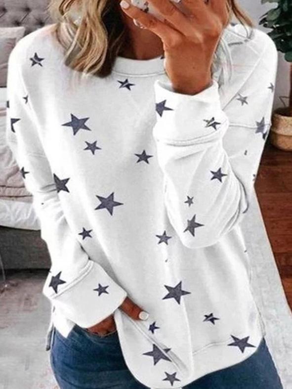 Stilla | Varmer Stjerne Tryk Rundhals Pullover Ideel til vinteren