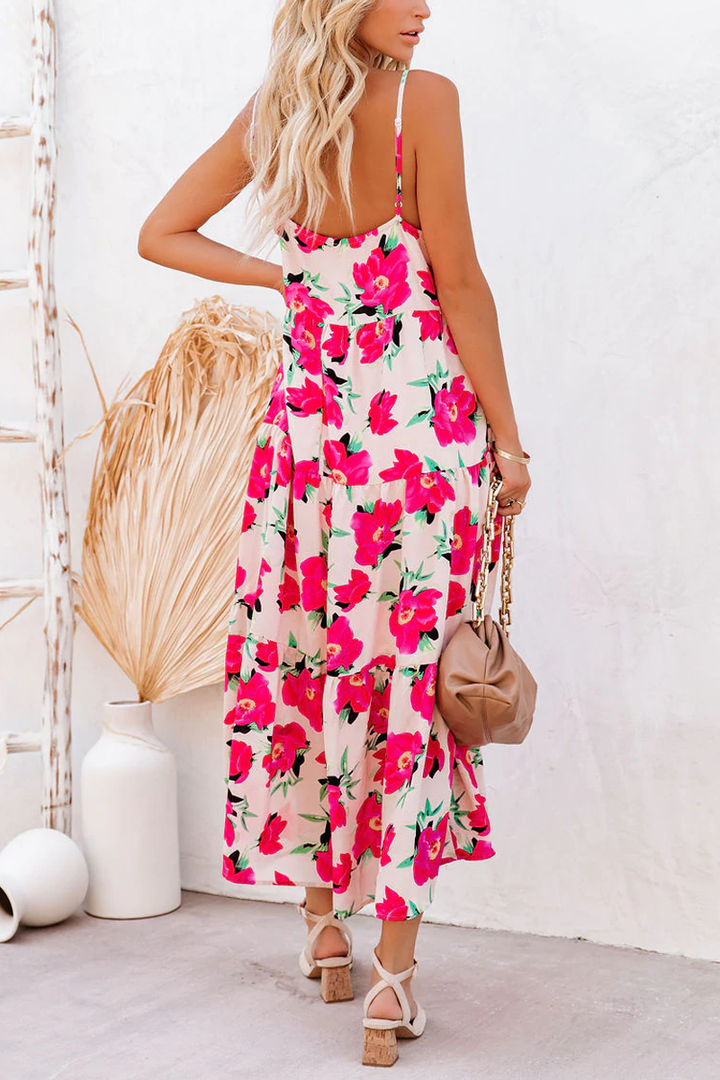 Stilla | Koa Pocketed Floral Tiered Midi Kjole