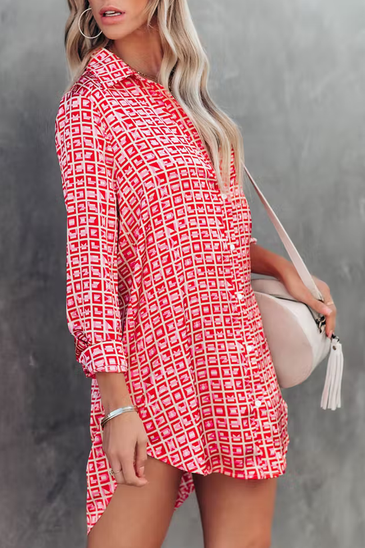Stilla | Brenleigh Printed Satin Knap Ned Skjorte Kjoler