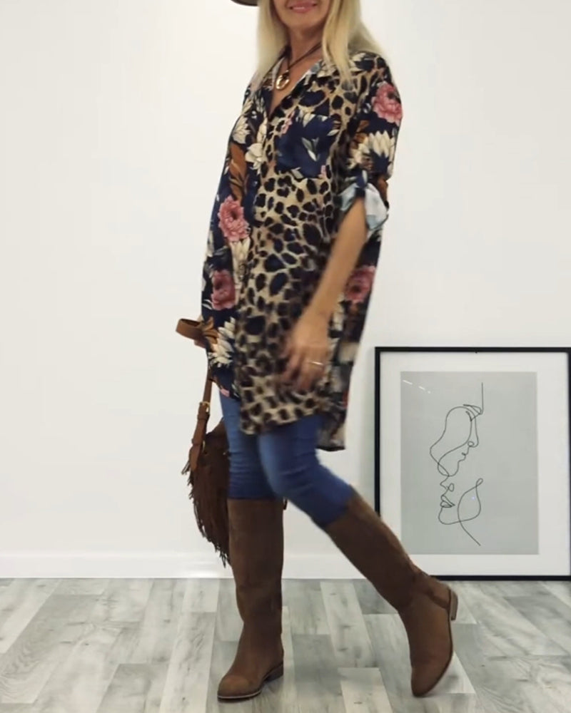 Stilla | Patchwork Skjorte med Leopardmønster
