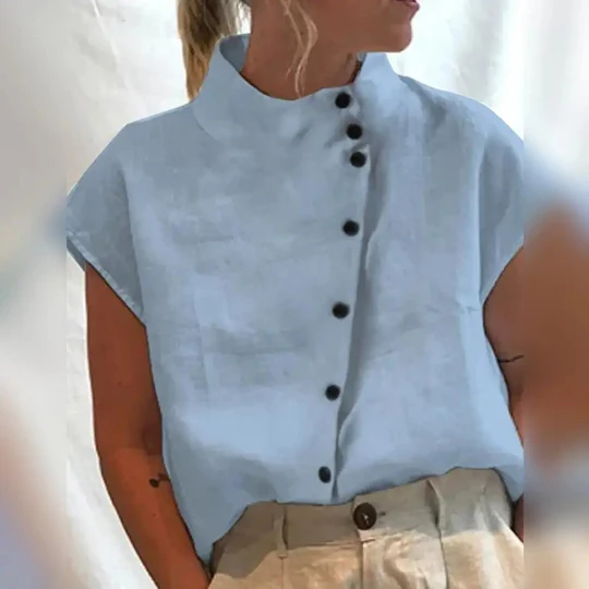 Stilla | Bluse Med Diagonale Knapper