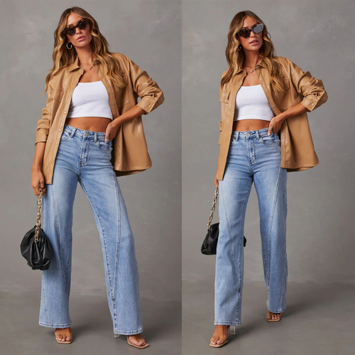 Stilla | Elegant Bred Skåret Jeans