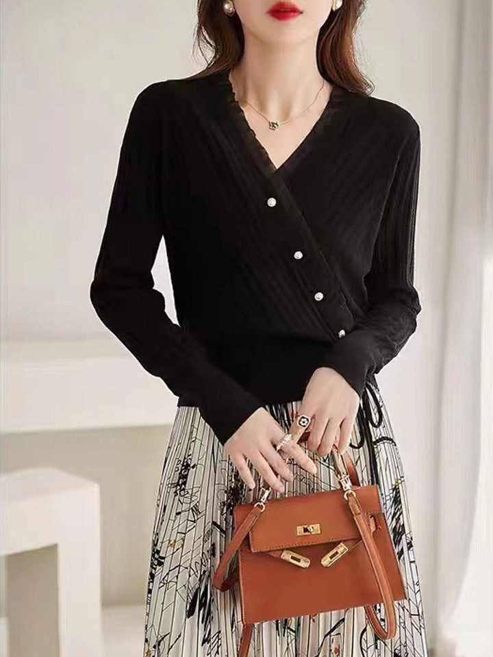 Stilla | Bluse Langærmet V-hals Bluse