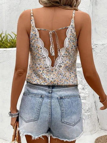 Stilla | Camisole Top Med Blomster Mønster