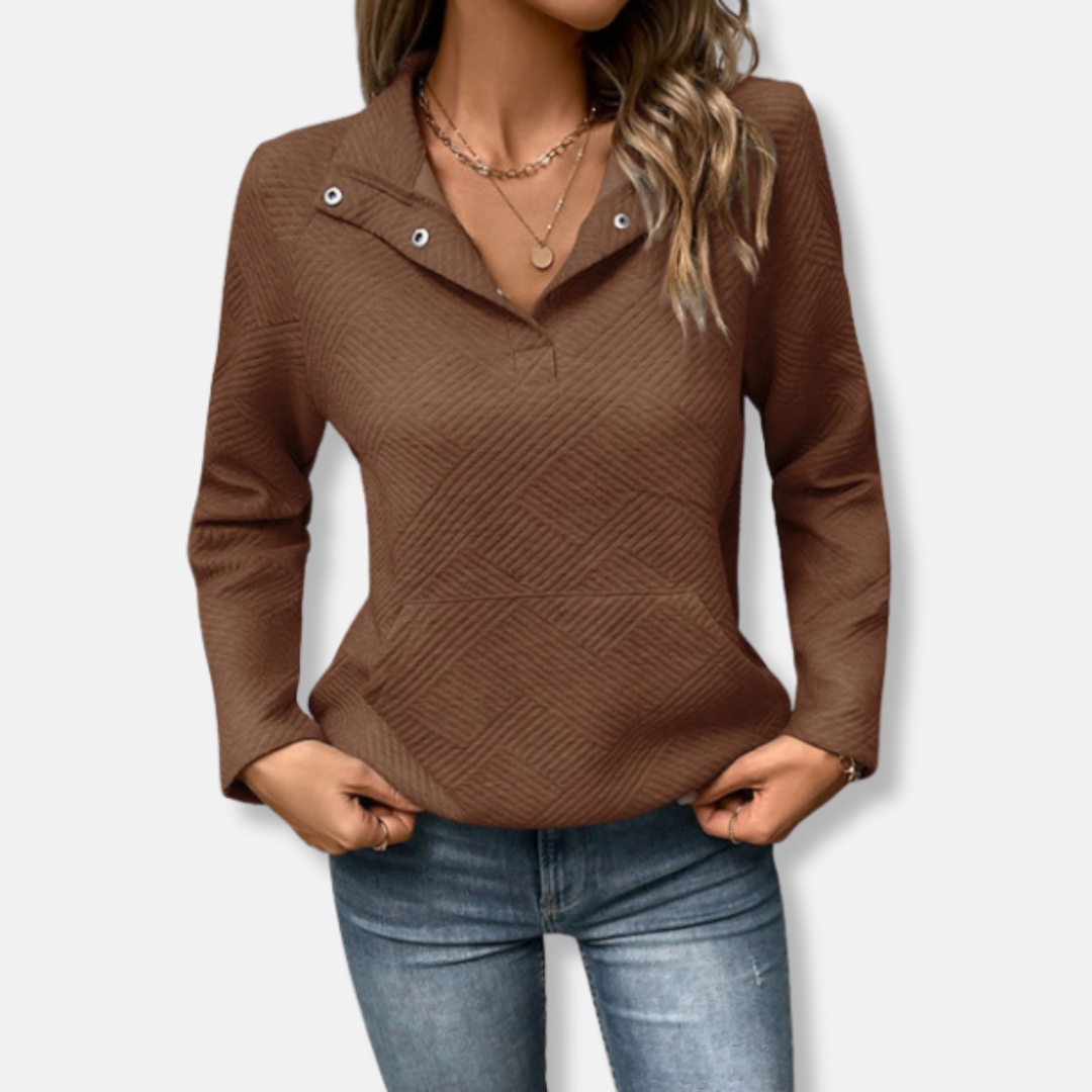 Stilla | Bomuld Quiltet Sweatshirt Løs Pasform med Kravepullover
