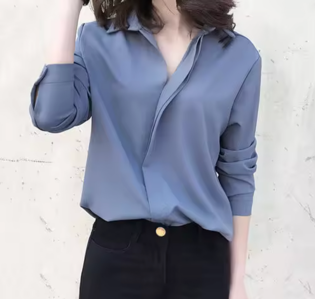 Stilla | Chiffon Bluse Med Lange Ærmer