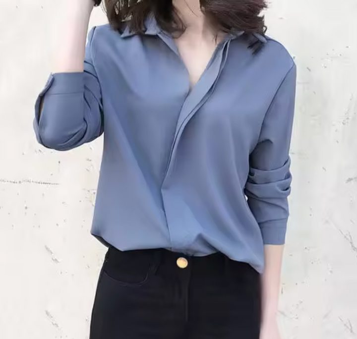 Stilla | Chiffon Bluse Med Lange Ærmer