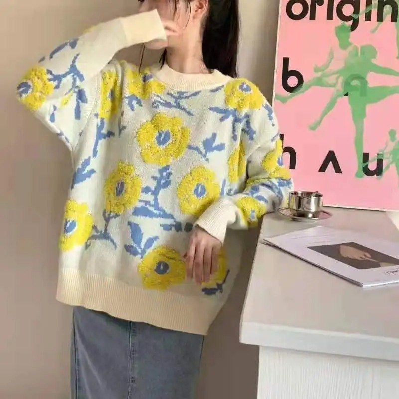 Stilla | Blomstret Strikpullover