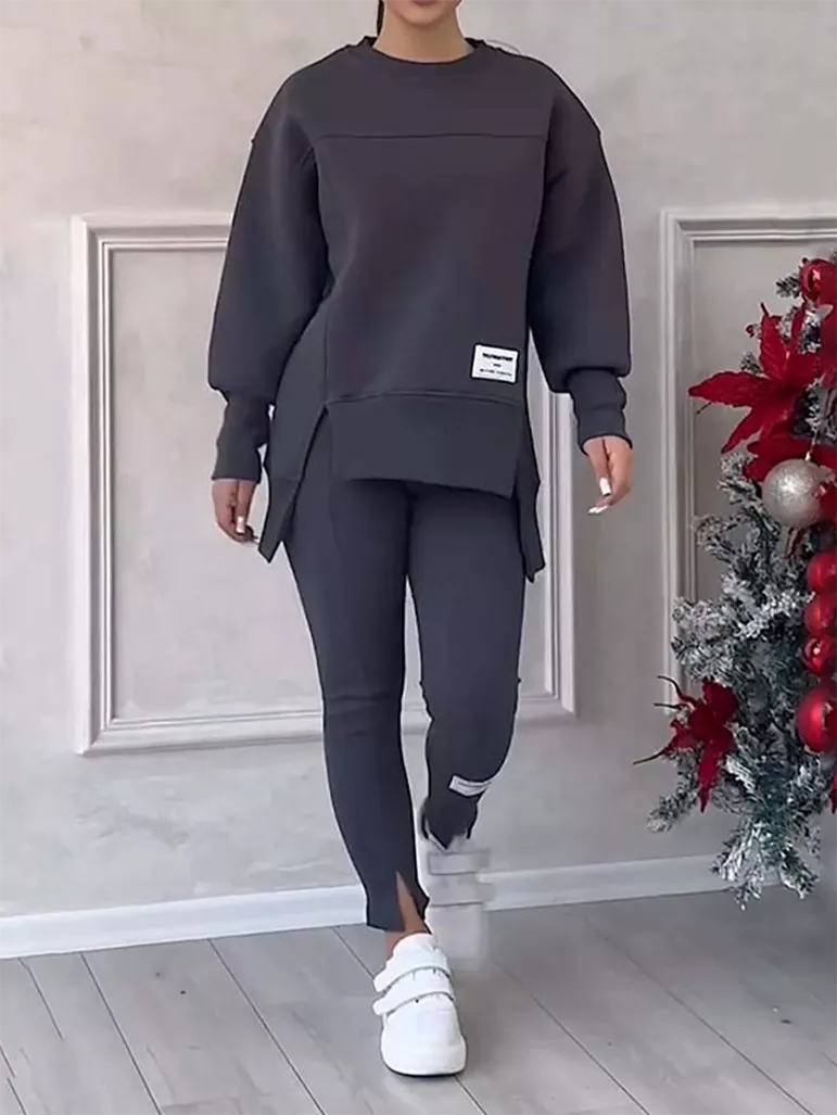 Stilla | Elegant sweater med patchwork og leggings sæt Ideel til vinteren