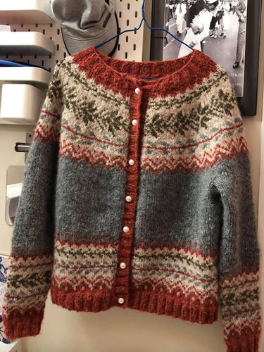 Stilla | Komfortabel Jacquard Vintage Fel Island Knop Pullover