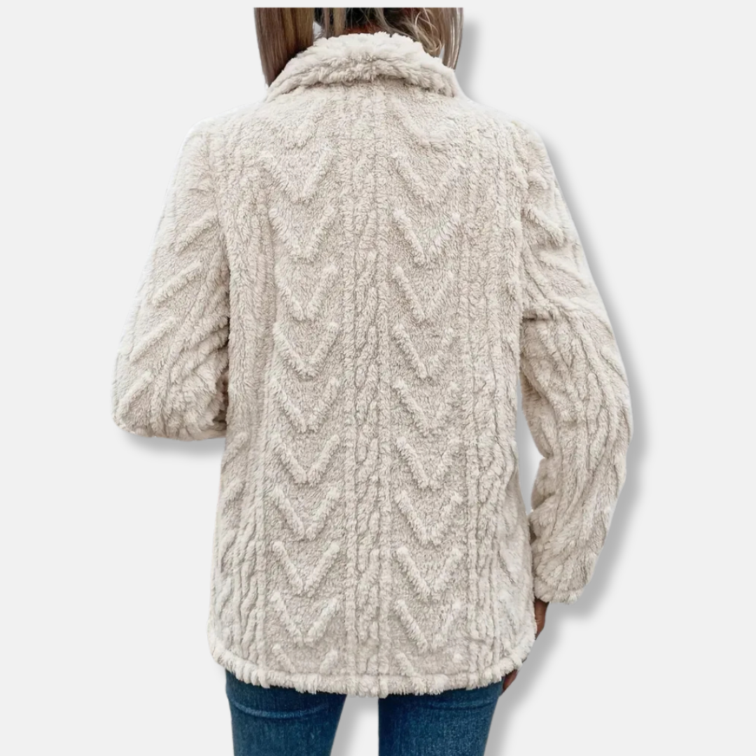 Stilla | Fleece fleece Løs pasform Åben front Skalkrave Hof længde