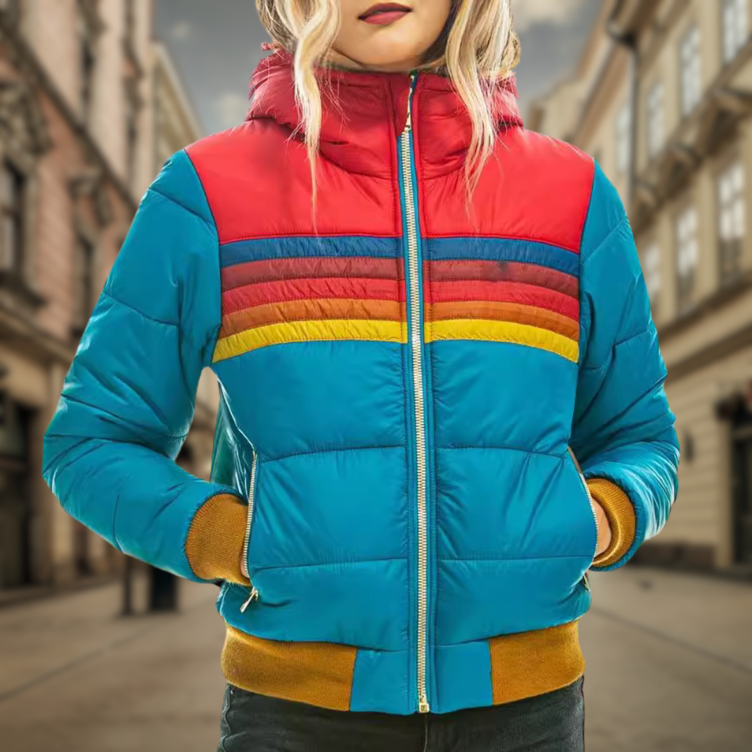 Stilla | Retro Steppjakke Med Lysende Accenter Og Striber