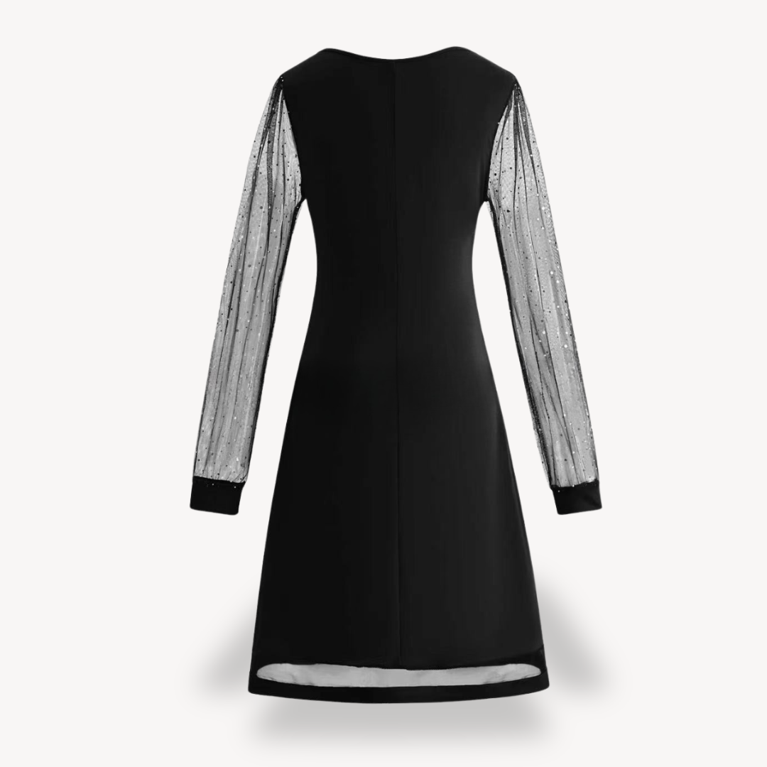 Stilla | Kvinders Sorte Chiffon Festkjole