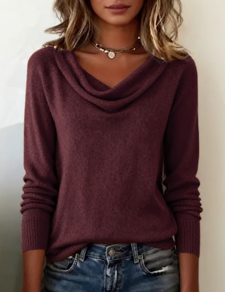 Stilla | Langærmet sweater med pelskrave