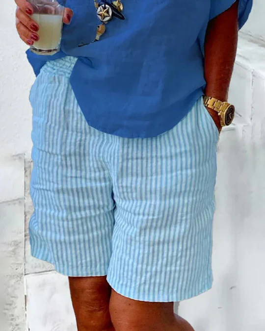 Stilla | Stribede bomulds shorts