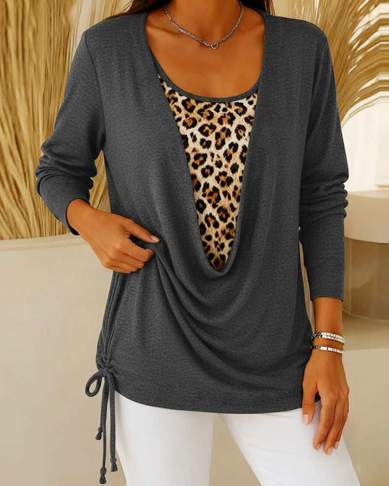 Stilla | Shirt Fake To-delt Snøring Leopardmønster