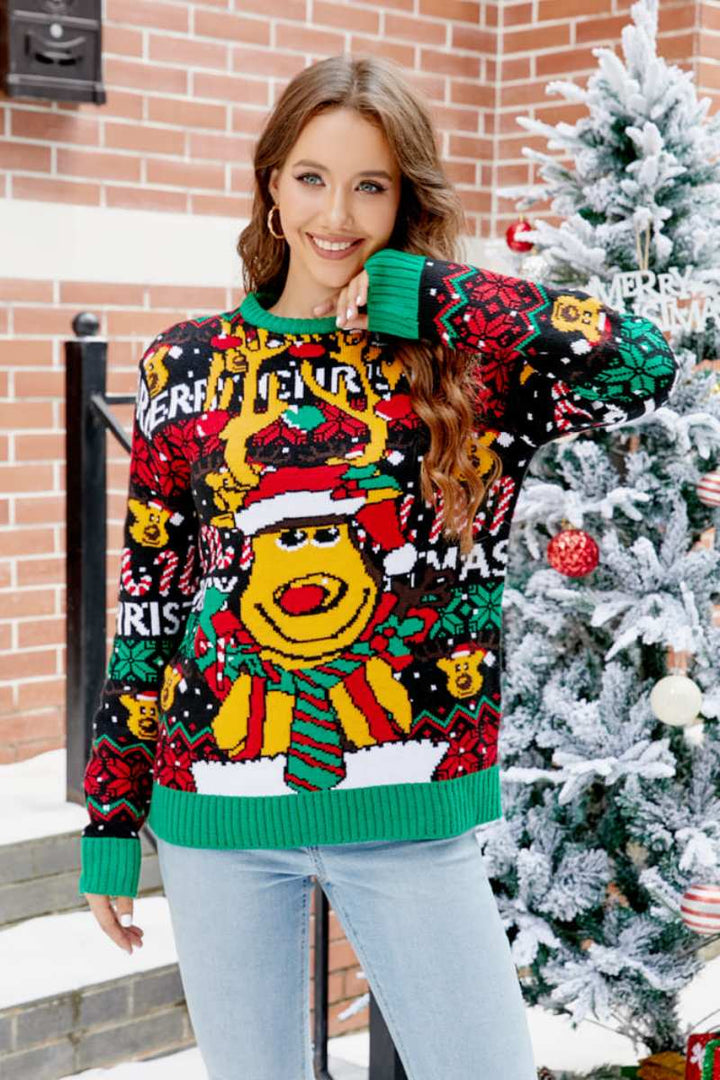 Stilla | Jule Cartoon Rensdyr Strikpullover